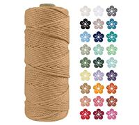 LEREATI Corde Macramé 2mm x 100m, Fil Macramé Coton Corde Naturelle Cordelette Ficelle, Macrame Cordon pour Bricolage Tissage, Rideau, Porte Plante Mural, Artisanat, Décoration Bohème (Café)