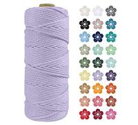 LEREATI Corde Macramé 2mm x 100m, Fil Macramé Coton Corde Naturelle Cordelette Ficelle, Macrame Cordon pour Bricolage Tissage, Rideau, Porte Plante mural, Artisanat, Décoration Bohème (Violet clair)