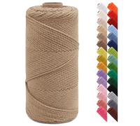 LEREATI Corde Macramé 2mm x 150m Fil Macramé Ficelle de Coton pour Crocheter, Artisanat, Rideau, Bricolage, Décoration (Lin)