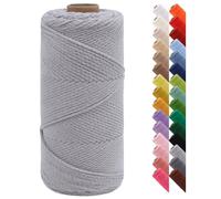 LEREATI Corde Macramé 2mm x 150m Fil Macramé Ficelle de Coton pour Crocheter, Artisanat, Rideau, Bricolage, Décoration (Gris Clair)