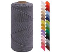LEREATI Corde Macramé 2mm x 150m Fil Macramé Ficelle de Coton pour Crocheter, Artisanat, Rideau, Bricolage, Décoration (Gris Foncé)