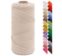 LEREATI Corde Macramé 2mm x 150m Fil Macramé Fil de Coton Ficelle Macramé pour Crocheter, Artisanat, Rideau, Bricolage, Décoration (Beige)