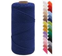 LEREATI Corde Macramé 2mm x 150m Fil Macramé Fil de Coton Ficelle Macramé pour Crocheter, Artisanat, Rideau, Bricolage, Décoration (Bleu Foncé)