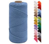 LEREATI Corde Macramé 2mm x 150m Fil Macramé Fil de Coton Ficelle Macramé pour Crocheter, Artisanat, Rideau, Bricolage, Décoration (Bleu Denim)