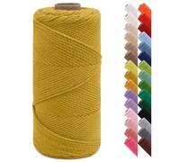 LEREATI Corde Macramé 2mm x 150m Fil Macramé Fil de Coton Ficelle Macramé pour Crocheter, Artisanat, Rideau, Bricolage, Décoration (Jaune Moutarde)