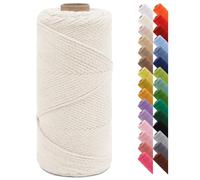 LEREATI Corde Macramé 2mm x 150m Fil Macramé Fil de Coton Ficelle Macramé pour Crocheter, Artisanat, Rideau, Bricolage, Décoration (Blanc Laiteux)