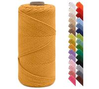 LEREATI Corde Macramé 2mm x 150m Fil Macramé Fil de Coton Ficelle Macramé pour Crocheter, Artisanat, Rideau, Bricolage, Décoration (Curcuma)