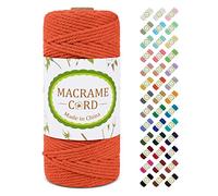 LEREATI Corde Macramé 3mm x 100m, Fil Macramé 3mm Ficelle Macramé Cordon Coton, 4-Ply Fil de Coton pour Tenture Murale, Rideau, Tapisserie, Décoration de Chambre à Coucher et Mariage (Orange)