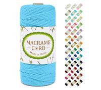 LEREATI Corde Macramé 3mm x 100m, Fil Macramé 3mm Ficelle Macramé Cordon Coton, 4-Ply Fil de Coton pour Tenture Murale, Rideau, Tapisserie, Décoration de Chambre à Coucher et Mariage (Bleu Ciel)