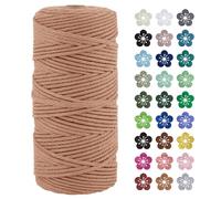 LEREATI Corde Macramé 3mm x 100m, Fil Macramé Coton Corde Naturelle Cordelette Ficelle, Macrame Cordon pour Bricolage Tissage, Rideau, Porte Plante mural, Artisanat, Décoration Bohème (Abricot)