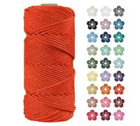 LEREATI Corde Macramé 4mm x 100m, Fil Macramé Coton Corde Naturelle Cordelette Ficelle, Macrame Cordon pour Bricolage Tissage, Rideau, Porte Plante mural, Artisanat, Décoration Bohème (Orange)
