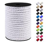 LEREATI Corde Macramé 8mm, 40m Fil Macramé Ficelle Corde Cordon Coton Naturelle, Grosse Corde Douce pour DIY, Porte Plante Mural, Jardin Décoration, Artisanat (Blanc)