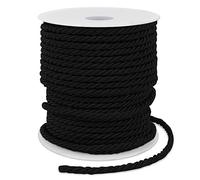 LEREATI Cordon en polyester noir - 3 mm x 25 m - 3 couches - Corde de bricolage souple - Garniture décorative torsadée - Pour bricolage, artisanat, rideau, cravate, honneur - Sac cadeau