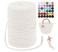 LEREATI Fil à Tricoter 250g Tshirt Yarn 7mm x 100m Fil Crochet Polyester Fil Macramé Fil Épais à Crocheter ou à Tricoter, pour Bricolage Sac, Paniers, Coussin (Beige)