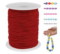 LEREATI Fil Elastique pour Bracelet 0.8mm x 100m Cordon pour Bracelet Élastique Perle Fils Bracelet pour Perles, Bijoux, Collier, Bricolage Artisanat (Rouge)