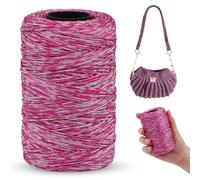 LEREATI Fil Macramé 1mm x 230m Corde Macramé Polyester Ficelle Corde Fil Polypropylène pour Sac à Main, Suspension Murale, Travaux Manuels, Tricot, Noël, Mariage (Blanc-Rose)