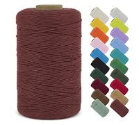 LEREATI Fil Macramé 1mm x 390m Corde Macramé Fil de Coton Naturel Ficelle Macramé Cordon, Cordelette 1mm pour Porte Plante Mural, Rideau, Tressée, DIY Artisanat, Cadeau Décoration (Rouge Brique)