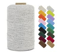 LEREATI Fil Macramé 1mm x 390m Corde Macramé Fil de Coton Naturel Ficelle Macramé Cordon, Cordelette 1mm pour Porte Plante Mural, Rideau, Tressée, DIY Artisanat, Cadeau Décoration (Gris)