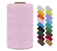 LEREATI Fil Macramé 1mm x 390m Corde Macramé Fil de Coton Naturel Ficelle Macramé Cordon, Cordelette 1mm pour Porte Plante Mural, Rideau, Tressée, DIY Artisanat, Cadeau Décoration (Rose)