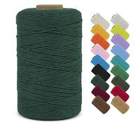 LEREATI Fil Macramé 1mm x 390m Corde Macramé Fil de Coton Naturel Ficelle Macramé Cordon, Cordelette 1mm pour Porte Plante Mural, Rideau, Tressée, DIY Artisanat, Cadeau Décoration (Vert Foncé)