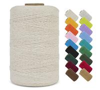 LEREATI Fil Macramé 1mm x 390m Corde Macramé Fil de Coton Naturel Ficelle Macramé Cordon, Cordelette 1mm pour Porte Plante Mural, Rideau, Tressée, DIY Artisanat, Cadeau Décoration (Naturel)