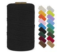 LEREATI Fil Macramé 1mm x 390m Corde Macramé Fil de Coton Naturel Ficelle Macramé Cordon, Cordelette 1mm pour Porte Plante Mural, Rideau, Tressée, DIY Artisanat, Cadeau Décoration (Noir)