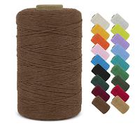 LEREATI Fil Macramé 1mm x 390m Corde Macramé Fil de Coton Naturel Ficelle Macramé Cordon, Cordelette 1mm pour Porte Plante Mural, Rideau, Tressée, DIY Artisanat, Cadeau Décoration (Marron)