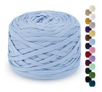 LEREATI Fil pour Crochet 285g 100m Tshirt Yarn Fil Polyester pour Sac au Crochet, Coton à Tricoter pour Sac, Panier, Bricolage, Tapis, Couverture (Bleu Ciel)