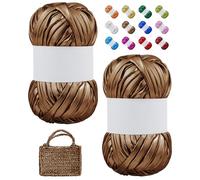 LEREATI Fil Tee Shirt pour Crochet, 2x100g/2x30m Fil Crochet pour Sac, Tshirt Yarn Tissu Métallique Polyester pour Trapilho à Crocheter Sac, Paniers, Bricolage, Artisanat (Or Rose)