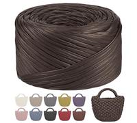 LEREATI Fil Tee Shirt pour Crochet, 300g/90m Tshirt Yarn Simple Face Fil Crochet pour Sac, Tissu Métallique Polyester pour Trapilho à Crocheter Sac Paniers Bricolage (Chocolat Mat)