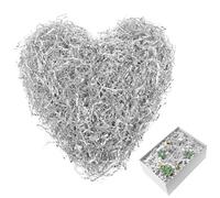 LEREATI Papier Déchiqueté Froissé 450g Rembourrage Colis Frisure pour Remplissage Boîte Cadeau et Panier Garni, Papier Raphia Naturel pour Mariages Anniversaires Décoration (Argent Double Face)