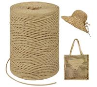LEREATI Rafia Naturel Bobine 1.5mm x 300m Raphia à Crocheter Rafia Crochet, Fil de Raphia à Crocheter, Fil Crochet pour Sac, Chapeau, Paniers, Emballage Cadeau, Bricolage Décoration (Café Clair)