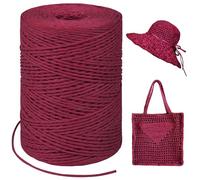 LEREATI Rafia Naturel Bobine 1.5mm x 300m Raphia à Crocheter Rafia Crochet, Fil de Raphia à Crocheter pour Sac, Chapeau, Paniers, Emballage Cadeau, Bricolage Décoration (Rouge)