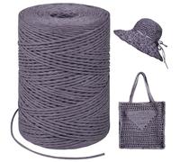 LEREATI Rafia Naturel Bobine 1.5mm x 300m Raphia à Crocheter Rafia Crochet, Fil de Raphia à Crocheter pour Sac, Chapeau, Paniers, Emballage Cadeau, Bricolage Décoration (Violet Foncé)