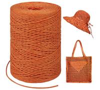 LEREATI Rafia Naturel Bobine 1.5mm x 300m Raphia à Crocheter Rafia Crochet, Fil de Raphia à Crocheter pour Sac, Chapeau, Paniers, Emballage Cadeau, Bricolage Décoration (Rouge Orangé)