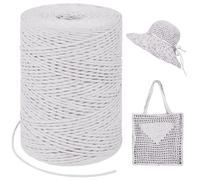 LEREATI Rafia Naturel Bobine 1.5mm x 300m Raphia à Crocheter Rafia Crochet, Fil de Raphia à Crocheter pour Sac, Chapeau, Paniers, Emballage Cadeau, Bricolage Décoration (Blanc)