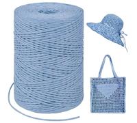 LEREATI Rafia Naturel Bobine 1.5mm x 300m Raphia à Crocheter Rafia Crochet, Fil de Raphia pour Sac, Chapeau, Paniers, Emballage Cadeau, Bricolage Décoration (Bleu Clair)