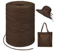 LEREATI Rafia Naturel Bobine 1.5mm x 300m Raphia à Crocheter Rafia Crochet, Fil de Raphia pour Sac, Chapeau, Paniers, Emballage Cadeau, Bricolage Décoration (Café Foncé)
