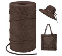 LEREATI Rafia Naturel Bobine 3mm x 300m Raphia à Crocheter Rafia Crochet, Fil de Raphia à Crocheter pour Sac, Chapeau, Paniers, Emballage Cadeau, Bricolage Décoration (Café Foncé)