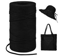 LEREATI Rafia Naturel Bobine 3mm x 300m Raphia à Crocheter Rafia Crochet, Fil de Raphia à Crocheter pour Sac, Chapeau, Paniers, Emballage Cadeau, Bricolage Décoration (Noir)