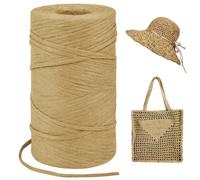 LEREATI Rafia Naturel Bobine 3mm x 300m Raphia à Crocheter Rafia Crochet, Fil de Raphia à Crocheter pour Sac, Chapeau, Paniers, Emballage Cadeau, Bricolage Décoration (Café Clair)
