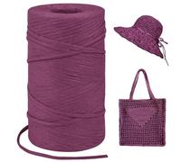 LEREATI Rafia Naturel Bobine 3mm x 300m Raphia à Crocheter Rafia Crochet, Fil de Raphia à Crocheter pour Sac, Chapeau, Paniers, Emballage Cadeau, Bricolage Décoration (Rouge Foncé)