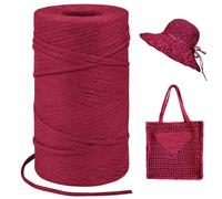 LEREATI Rafia Naturel Bobine 3mm x 300m Raphia à Crocheter Rafia Crochet, Fil de Raphia pour Sac, Chapeau, Paniers, Emballage Cadeau, Bricolage Décoration (Rouge)