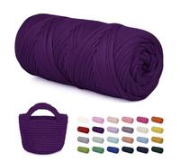 LEREATI Tshirt Yarn 200g Fil Tee Shirt pour Crochet Fil Polyester pour Sac au Crochet, Chunky Yarn pour Trapilho à Crocheter Panier, Tapis, Bricolage, Artisanat (Violet Vif)