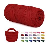 LEREATI Tshirt Yarn 200g Fil Tee Shirt pour Crochet Fil Polyester pour Sac au Crochet, Chunky Yarn pour Trapilho à Crocheter Panier, Tapis, Bricolage, Artisanat (Rouge)