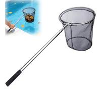 Lereke Épuisette de bassin 155 cm avec manche télescopique, en aluminium, pour algues, stable et pliable, à mailles fines, accessoires de piscine
