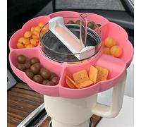 Lergas Assiette à collation pour Stanley Cup, plateau à collation en silicone de 100 ml, avec 5 compartiments, assiettes à collation réutilisables Stanley Cup pour bonbons, entrées et noix,