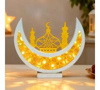 Lergas Ramadan Table lumineuse décorative en bois LED Ramadan Décoration de table Islam Lampe orientale Mosquée Décoration en bois Lumières LED Ramazan Décoration Mosquée Étoile Lune Lumières Aïd
