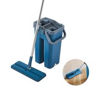 Lergas Set de vadrouille avec Seau, serpillère Pliable à 90° avec Fonction d'essorage, serpillère rotative à 360° avec Seau de Nettoyage, essuie Glace Pliable à 90° avec Fonction d'essorage pour Bois