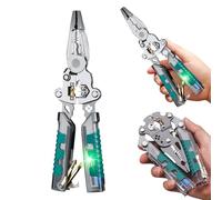 Lergas Tuvilo Pince d'électricien multifonction 9 en 1 Pince à dénuder Outil d'électricien Testeur de tension Pince Wire Stripper Coupe-câble Electrical Pliers pour professionnels (A)